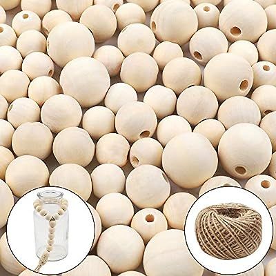 Amazon.com: DICOBD 150pcs Natural Wooden Beads Round Beads with 1 Roll 20 Meters Jute Twine for D... | Amazon (US)