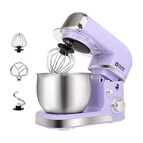 Stand Mixer, Kitchen in the box 3.2Qt Small Electric Food Mixer,6 Speeds Portable Lightweight Kitchen Mixer for Daily Use with Egg Whisk,Dough Hook,Flat Beater (Purple) | Amazon (US)