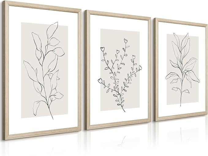 Neutral Botanical Prints Wall Art Decor Plant Minimalist Canvas Pictures Vintage Beige Wall Art M... | Amazon (US)