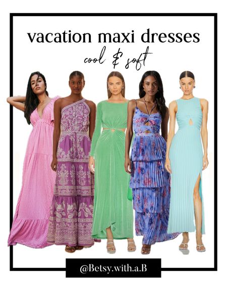 Cool & Soft vacation maxi dresses. 
Perfect for the summer season color palette. 

#LTKSeasonal #LTKparties #LTKtravel