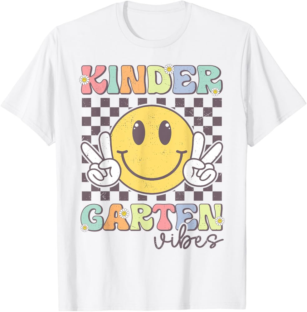 Kindergarten Vibes Smile Face Back to School Teachers Kids T-Shirt | Amazon (US)