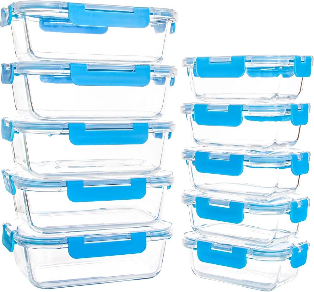 10 Pack Glass Food Storage Containers with Lids, Reusable Meal Prep Containers for Lunch, Airtigh... | Amazon (US)