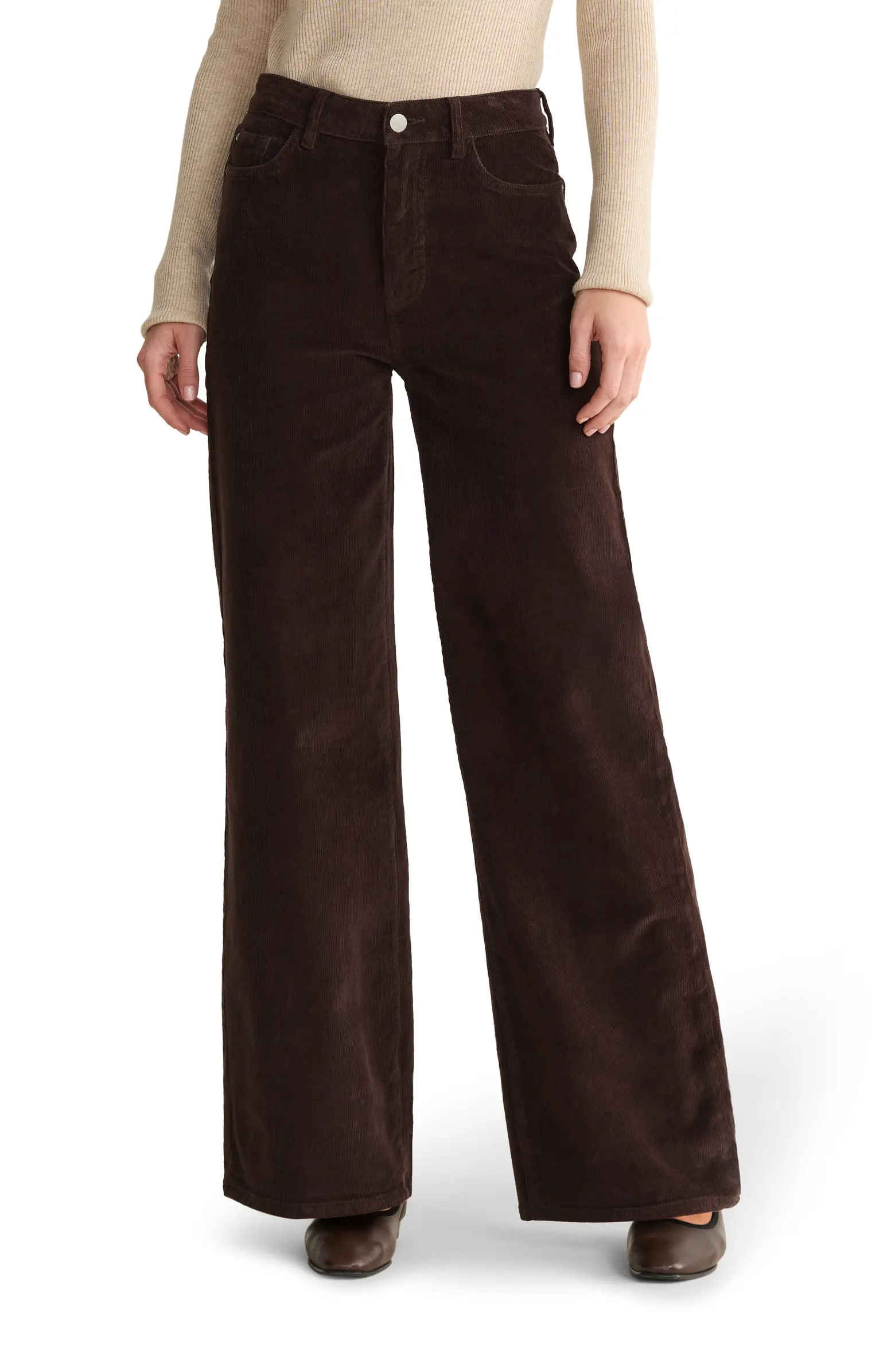 NCE High Waist Wide Leg Corduroy Jeans | Nordstrom