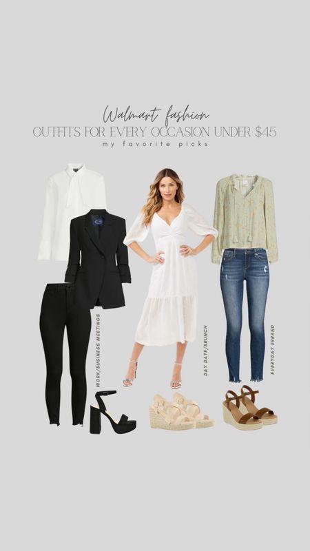 Cute clothes for any occasion, here are some of my favorites $45 and under!

@walmartfashion #WalmartFashion #WalmartPartner


Work clothes, business meeting, brunch sundress, day date, everyday errand outfit, heels, wedges, sandals, blazer, blouse, dress, button down and more 

#LTKstyletip #LTKshoecrush #LTKFind #LTKworkwear #LTKunder50
