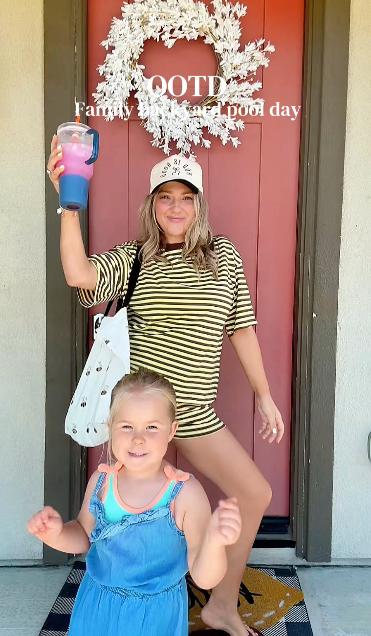 Comfy and ready for our pool day! Come to the other app to get links! 

 #LTKdayinmylife #LTKootd #LTKmomlife