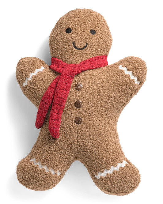 26x19 Oversized Gingerbread Man Decorative Pillow | TJ Maxx