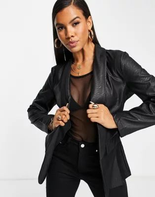 Rebellious Fashion leather look oversized blazer in black | ASOS (Global)