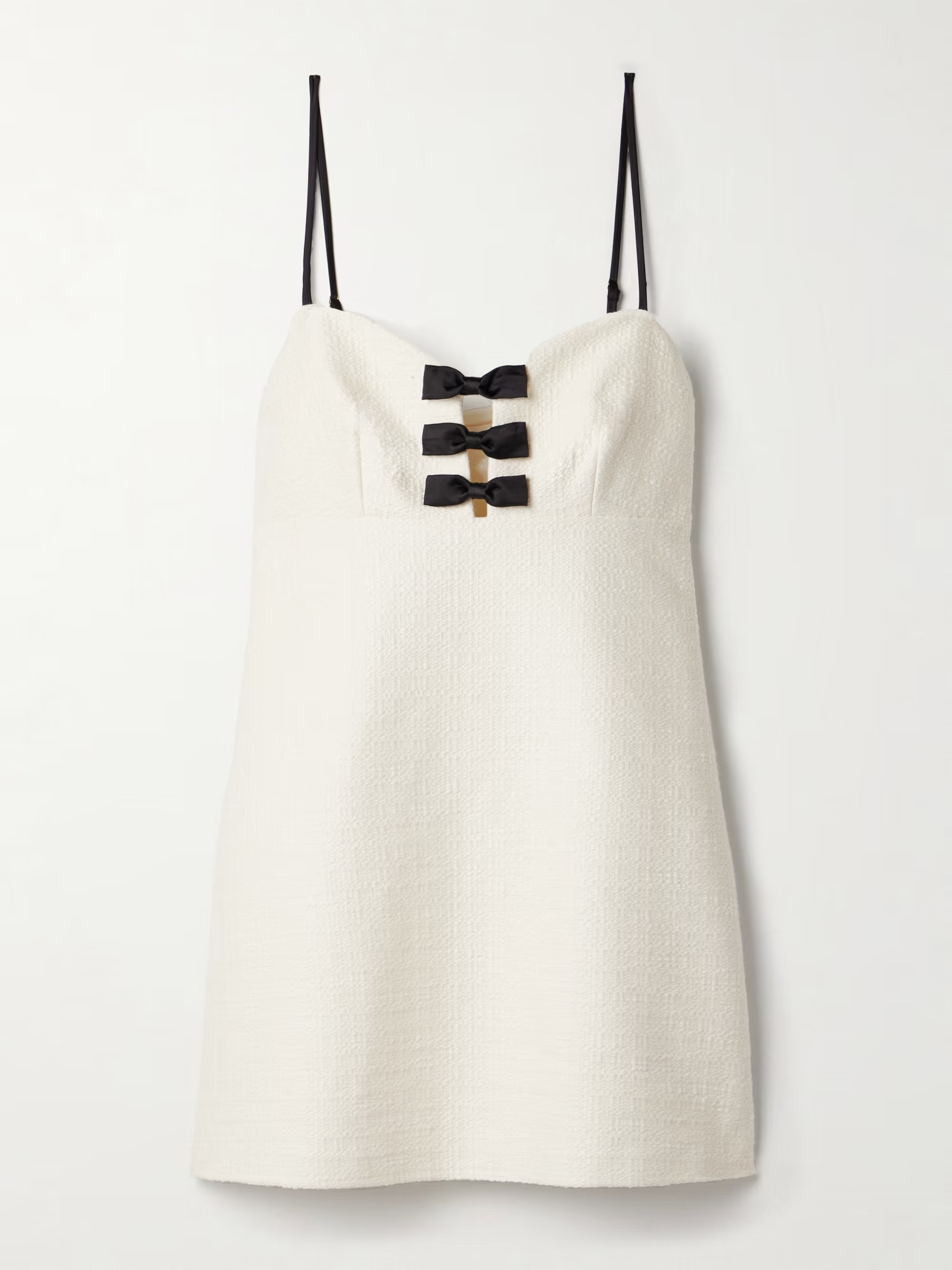Adelaide bow-embellished satin-trimmed cotton-tweed mini dress | NET-A-PORTER (UK & EU)