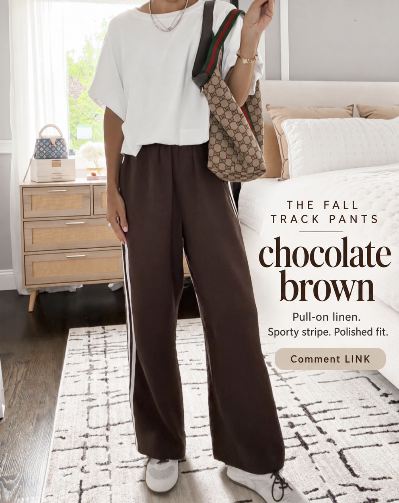 Chocolate brown track pants might be my new fall uniform 🤎

They’re pull-on linen with the cutest sporty stripe—so comfortable, but still polished enough to wear out. Exactly my kind of pants!

Comment LINK and I’ll send them to you.

#LTKOver40 #LTKSeasonal #LTKmomlife
