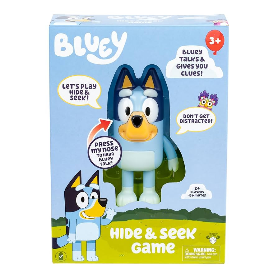 Bluey Hide & Seek Game, Hide The Figure and Press her Nose to Start The Built-in Timer, Talks and... | Amazon (US)