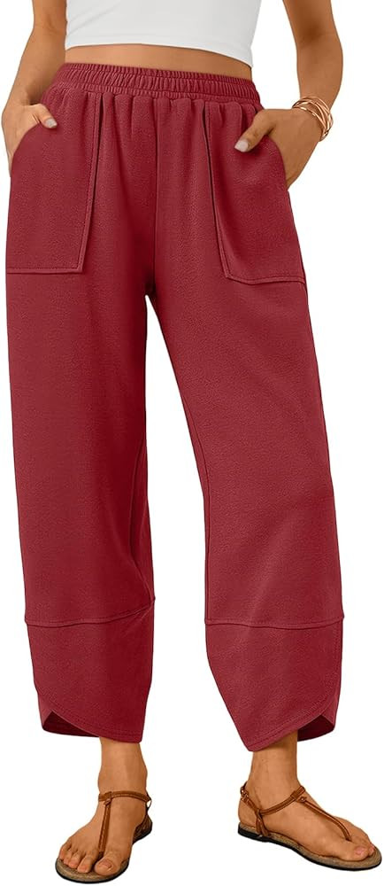 Trendy Queen Women's Wide Leg Pants Boho Summer Capri Palazzo Harem Casual Barrel Sweatpants Bagg... | Amazon (US)