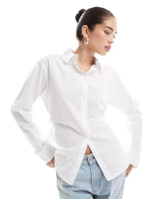 ASOS DESIGN poplin tie back oversized shirt in white | ASOS | ASOS (Global)