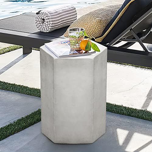 COSIEST Concrete Accent Table, Hexagon Patio Side Table 14.5''Wx20''H, Modular Design Indoor Outd... | Amazon (US)