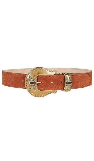Tori Suede Belt in Cognac & Gold | Revolve Clothing (Global)
