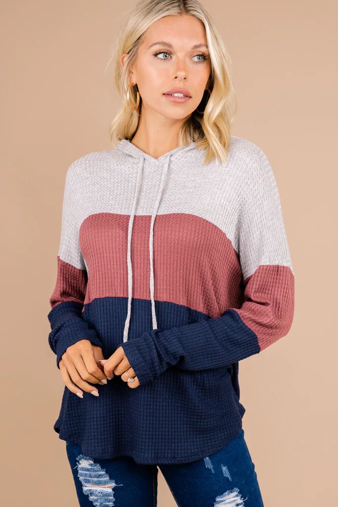 Trying To Help Gray and Mauve Waffle Hoodie | The Mint Julep Boutique