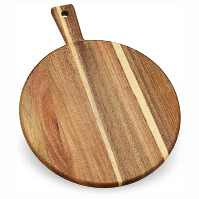 Acacia Wood Round Cutting Board And Chopping Board With Handle For Meat, Cheese Board, Vegetables, Bread, And Charcuterie - Decorative Wooden Serving | Wayfair North America