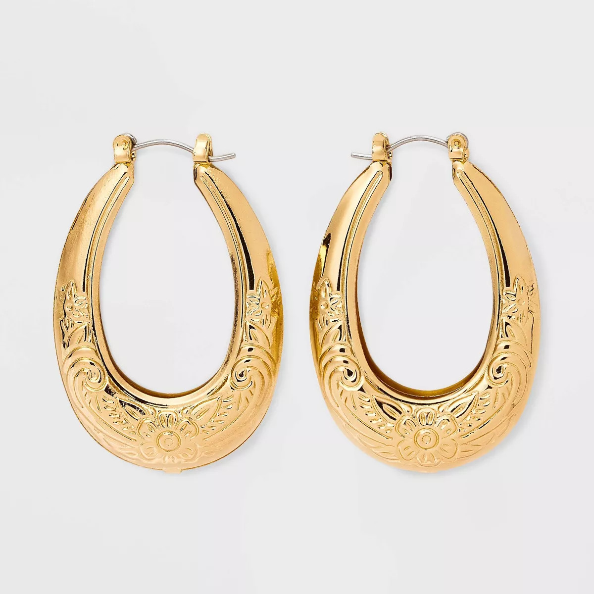 Oval Textured Hoop Earrings - Wild Fable™ Gold | Target