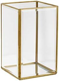 Serene Spaces Living Beveled Glass Gold Square Hurricane with Mirror Bottom, Glass Candle Box for... | Amazon (US)