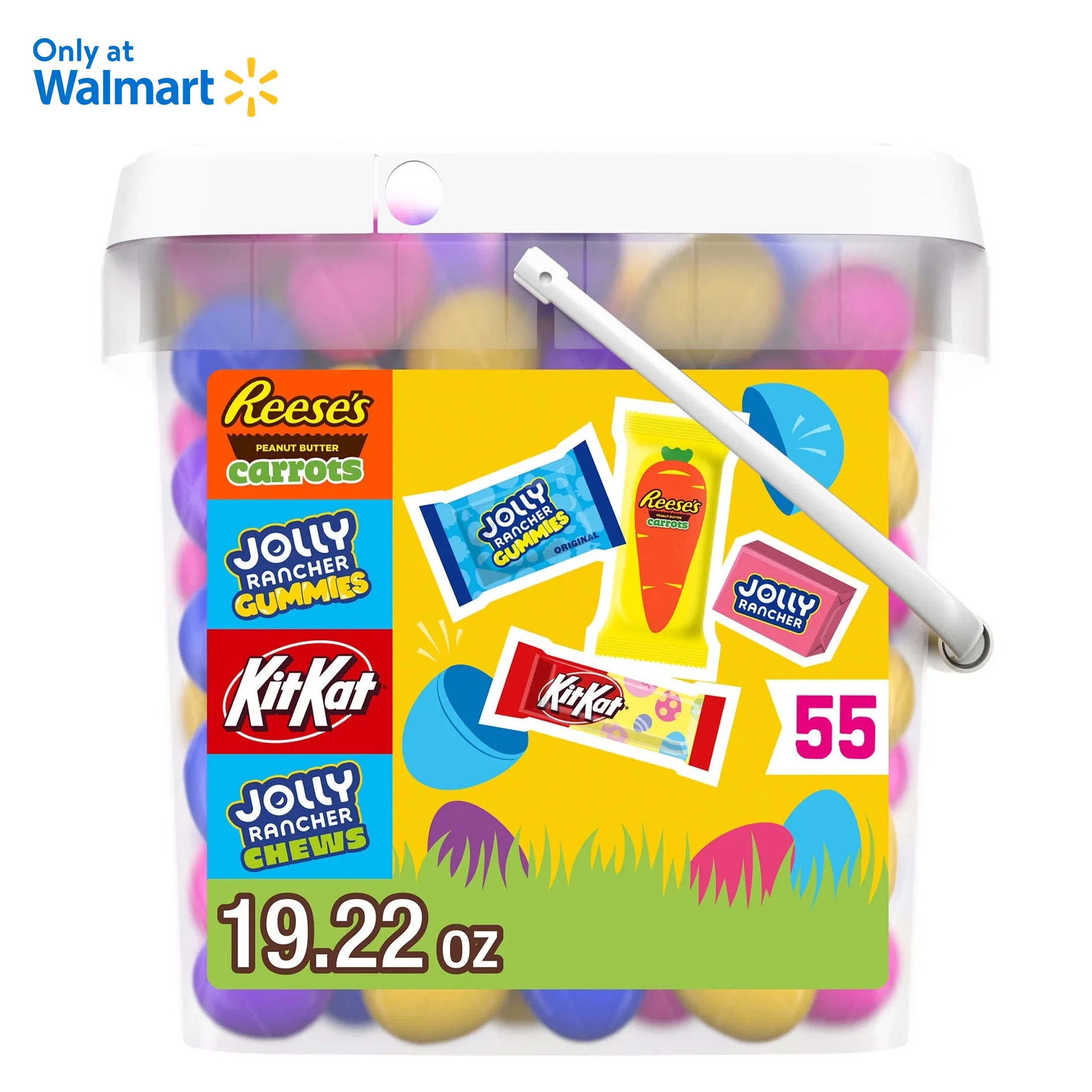 Jolly Rancher, Kit Kat and Reese's Assorted Flavored Easter Candy Bucket, 19.22 oz (55 Pieces) | Walmart (US)