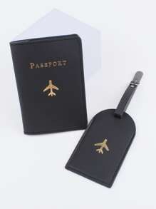 2pcs Fashionable Passport Holders & Luggage Tags Set | SHEIN