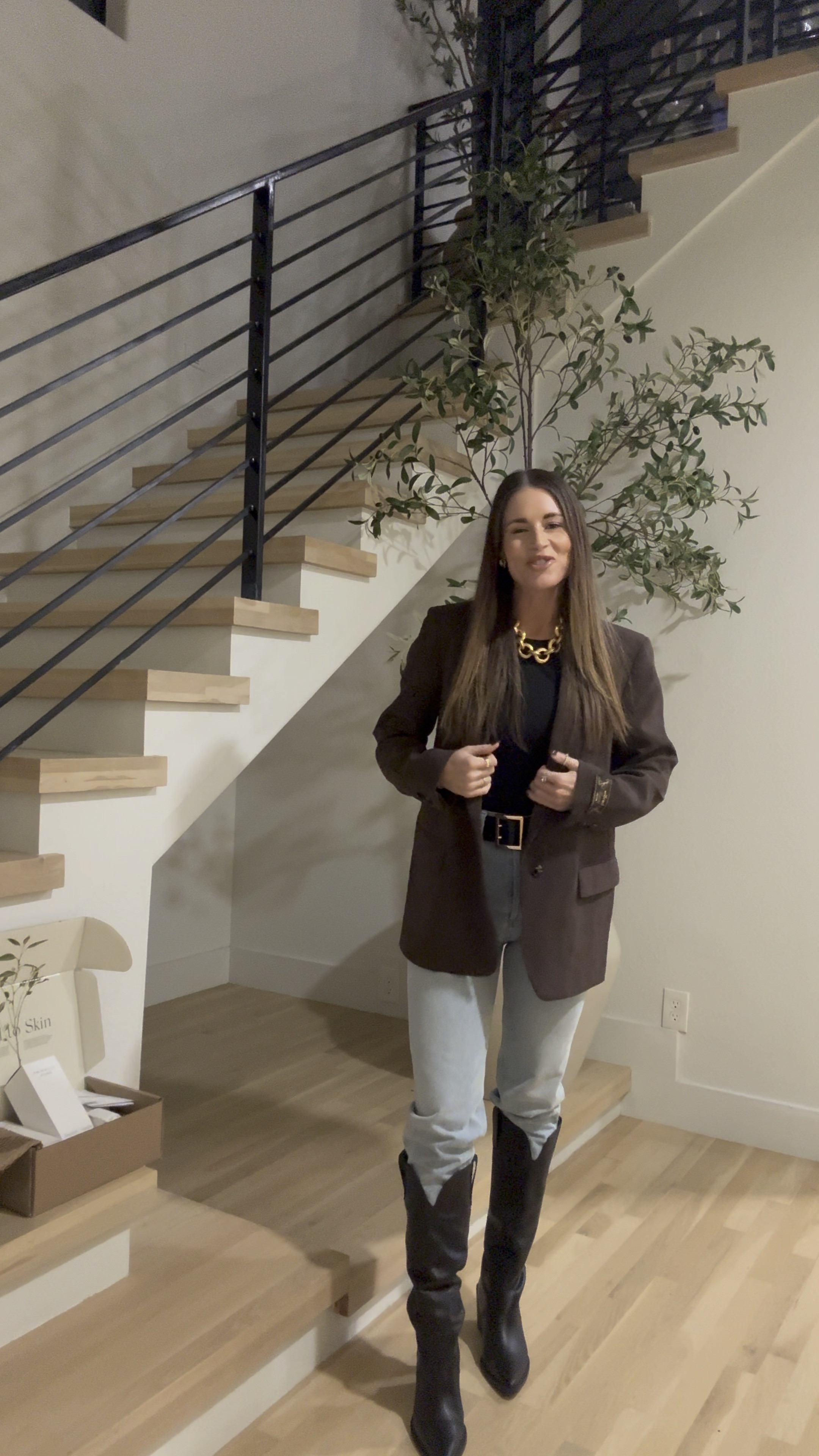 Brown blazer from Aritzia is a must! Wearing medium + Agolde jeans are true to size - 26! Black top is Amazon and necklace is Julie vos! 

#LTKGiftGuide #LTKWatchNow #LTKHoliday