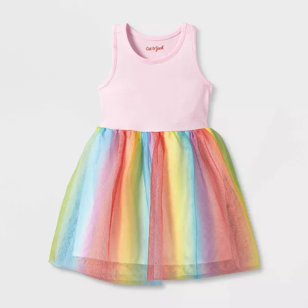Toddler Girls' Rainbow Tutu Tank Top Dress - Cat & Jack™ Pink | Target