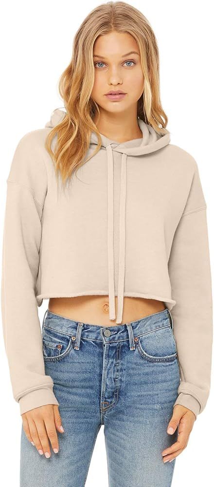 Bella + Canvas - Women's Cropped Fleece Hoodie - 7502 - S - Heather Dust | Amazon (US)