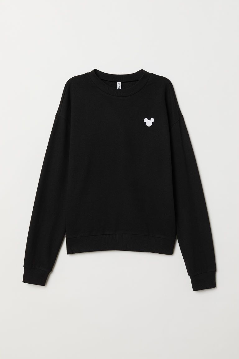 H & M - Sweatshirt with Embroidery - Black | H&M (US + CA)