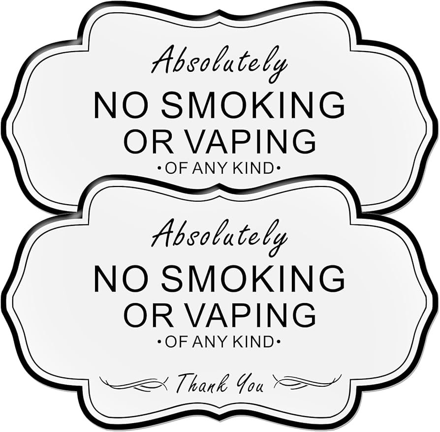 Absolutely No Smoking Vaping of Any Kind Signs,(2 Pack) RAMIEYOO Designer Acrylic Smoke Free Sign... | Amazon (US)