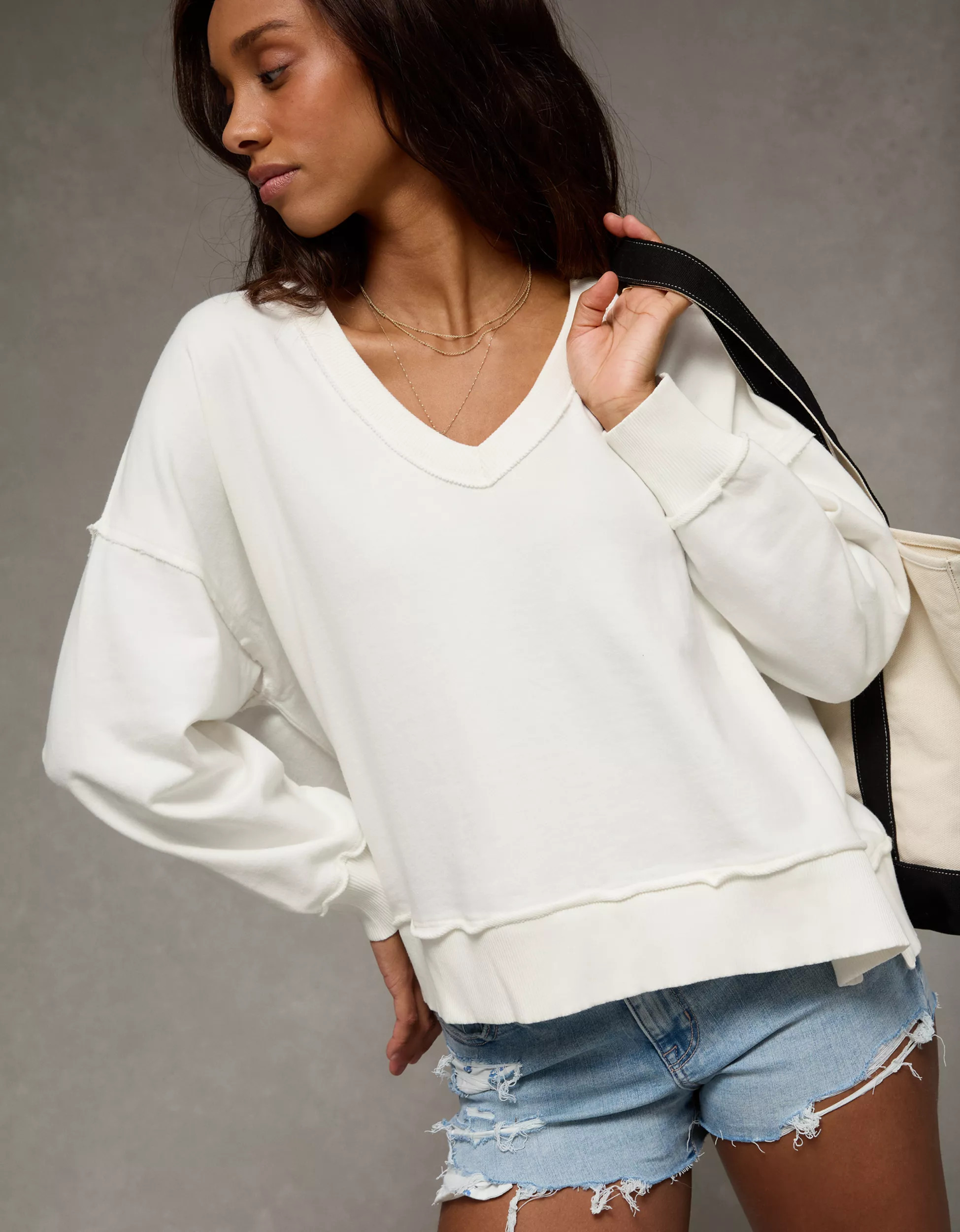 AE Big Hug V-Neck Sweatshirt | American Eagle Outfitters (US & CA)
