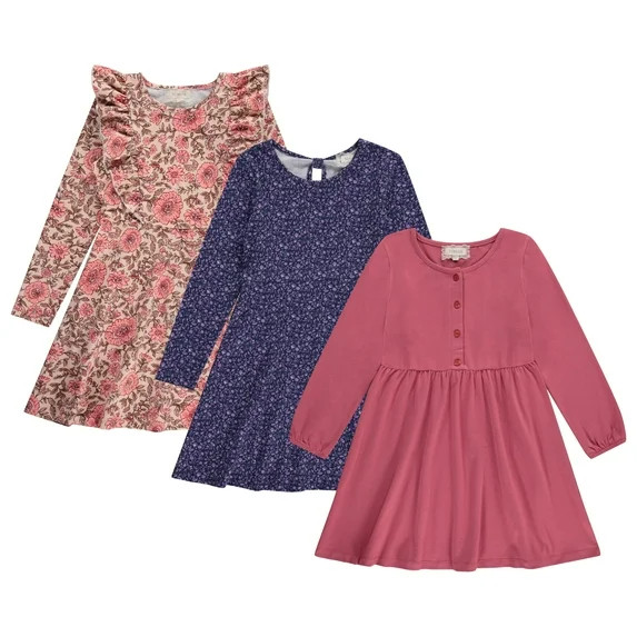 Btween Girls 3-Pack Long Sleeve Dresses | Walmart (US)
