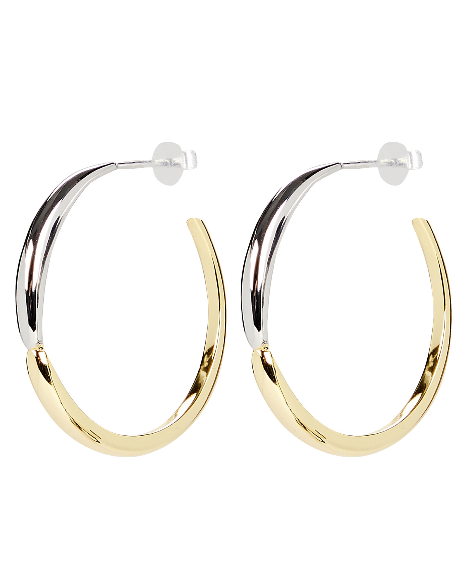 Two-Toned Open Hoop Earrings | INTERMIX