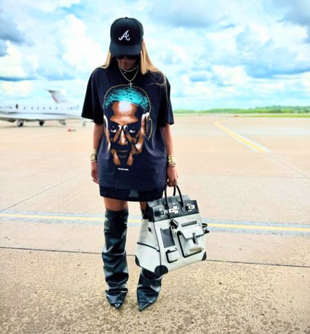 Ciara in a Dennis Rodman tee and Vauthier boots 