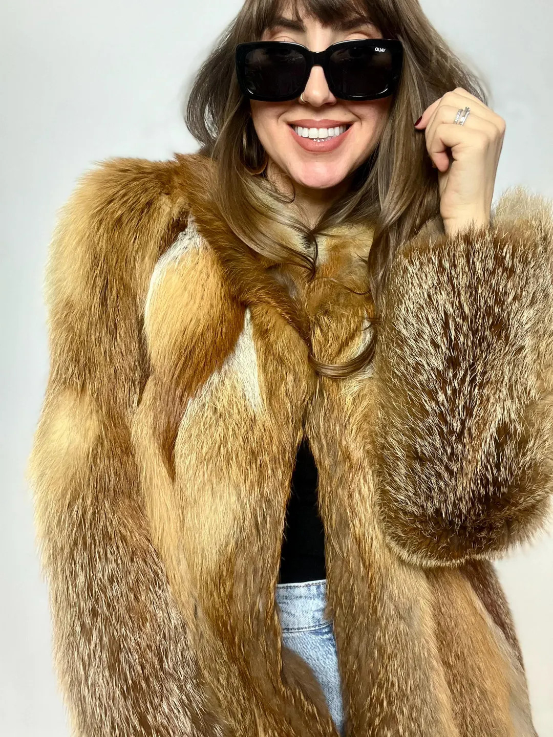 Vintage Real Fur Coat Natural Red Golden Fox White Beige Rows Luxury Mob Wife Old Money Warm 90s ... | Etsy (US)