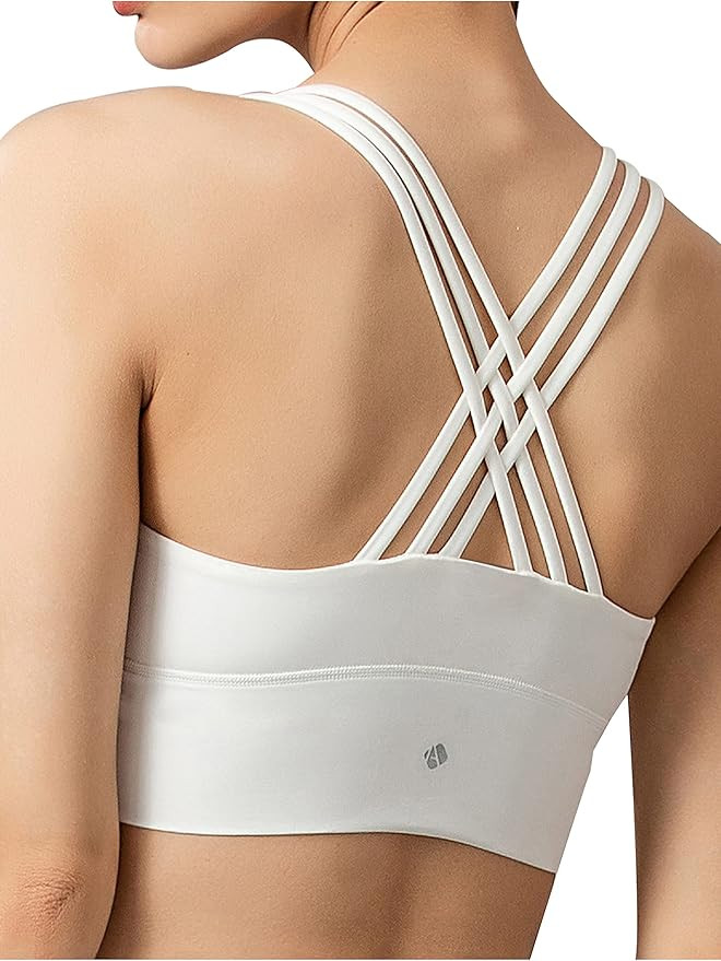 Artdear Strappy Sports Bras for Women - Cute Backless Medium Support Yoga Running Workout Bras wi... | Amazon (US)