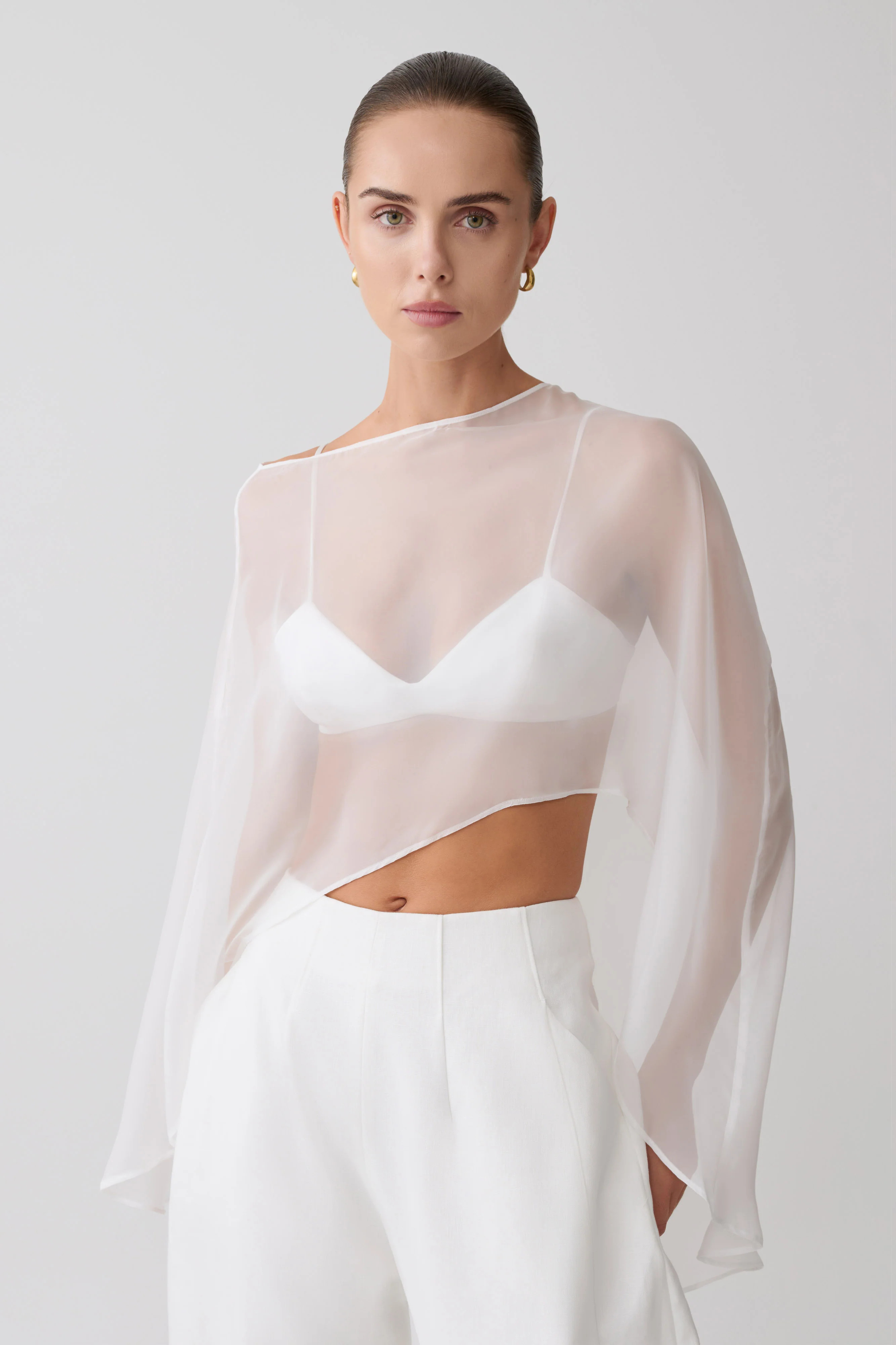 Kirstine Bralette With Chiffon Cape - Ivory | Meshki (APAC)