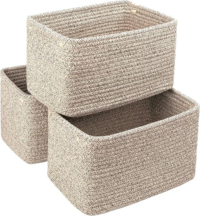 Small Cotton Rope Basket – Storage Bin for Organizing (10.6" x 6.7" x 6.7"), Bathroom Storage B... | Amazon (US)