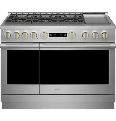 Monogram - 8.9 Cu. Ft. Freestanding Double Oven Gas Convection Range with Steam Cleaning and 6 Ve... | Best Buy U.S.