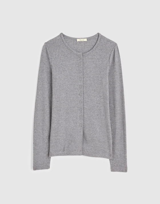 Textural Cutaway Crewneck Cardigan | Madewell