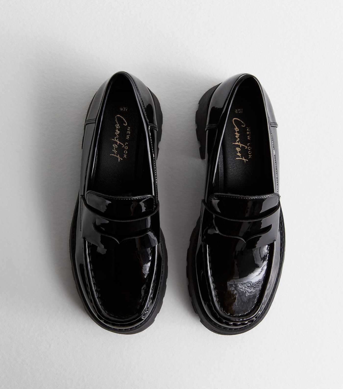 Black Patent Chunky Loafers | New Look | New Look (UK)