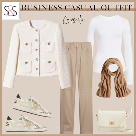 Business casual work wear with faux leather pants and cardigan with golden goose sneakers 

#LTKworkwear #LTKshoecrush #LTKSeasonal