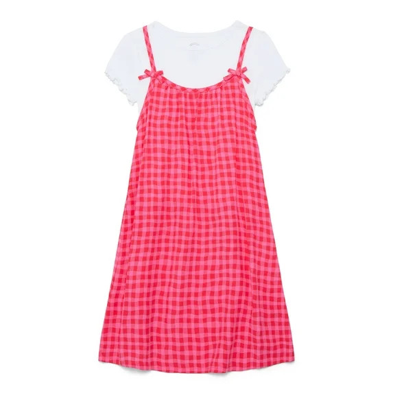 Wonder Nation Girls Cami Dress and Short Sleeve Tee, Sizes 4-18 & Plus | Walmart (US)