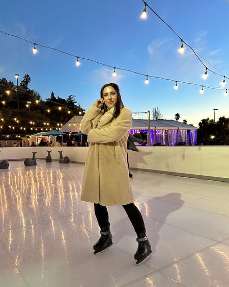 Ice skating outfit for holiday: SPANX faux leather leggings & faux fur coat 

#LTKFind #LTKHoliday #LTKGiftGuide