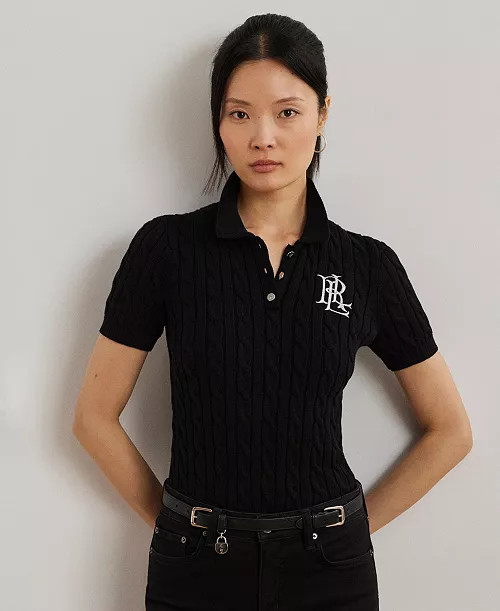 Lauren Ralph Lauren Women's Cable-Knit Polo Shirt, P/XS-3X - Macy's | Macy's