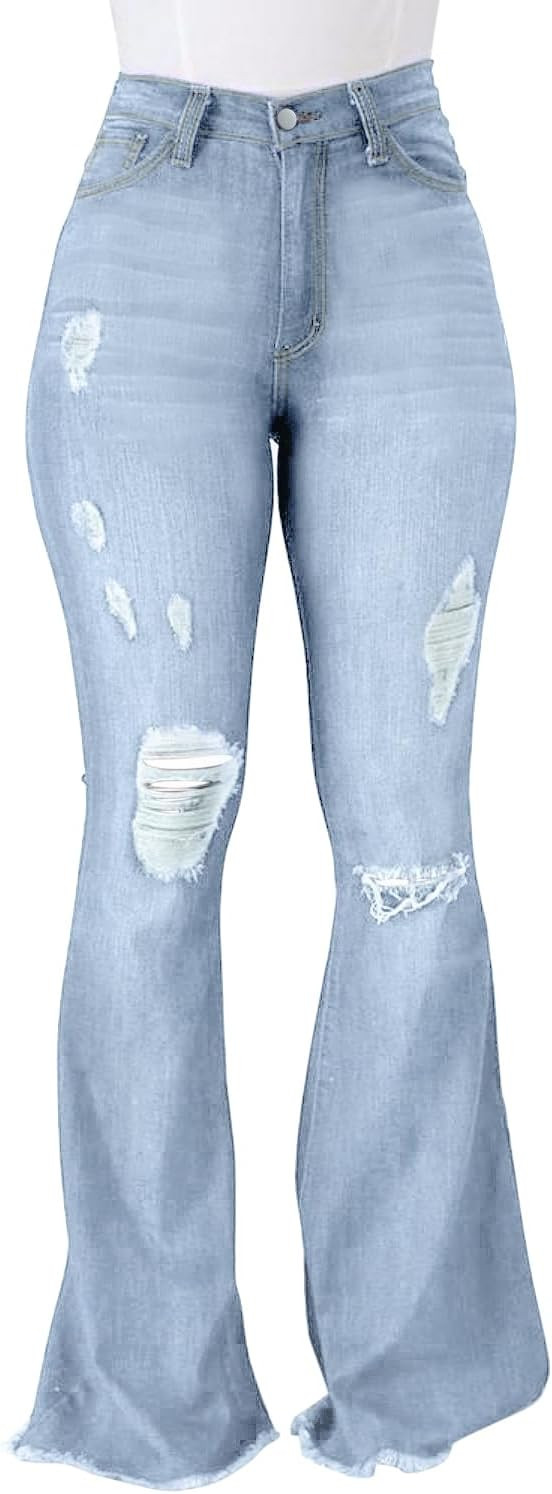 Vintage Bell Bottoms Flare Jeans for Women 90s High Waist Ripped Distressed Wide Leg High Rise De... | Amazon (US)