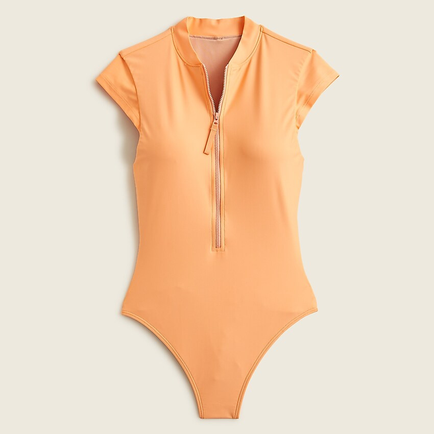 Active short-sleeve zip-up one-piece | J. Crew US