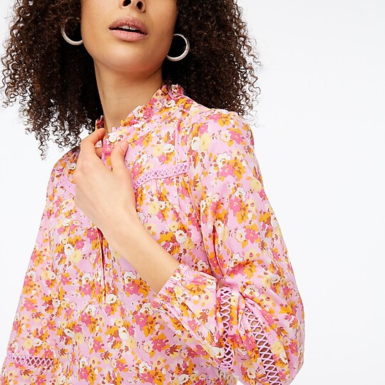 Floral ruffleneck shirt | J.Crew Factory