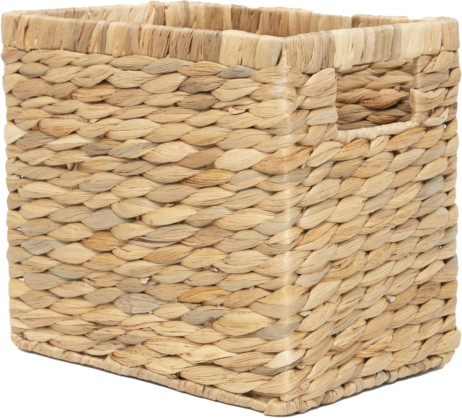 QINGTUHOME Tall Narrow Water Hyacinth Storage Basket with Built-in Handles | Amazon (US)