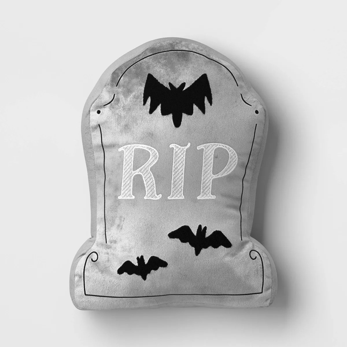 16"x12" Large Tombstone 'RIP' Novelty Shaped Throw Pillow Gray - Hyde and EEK! Boutique™ | Target
