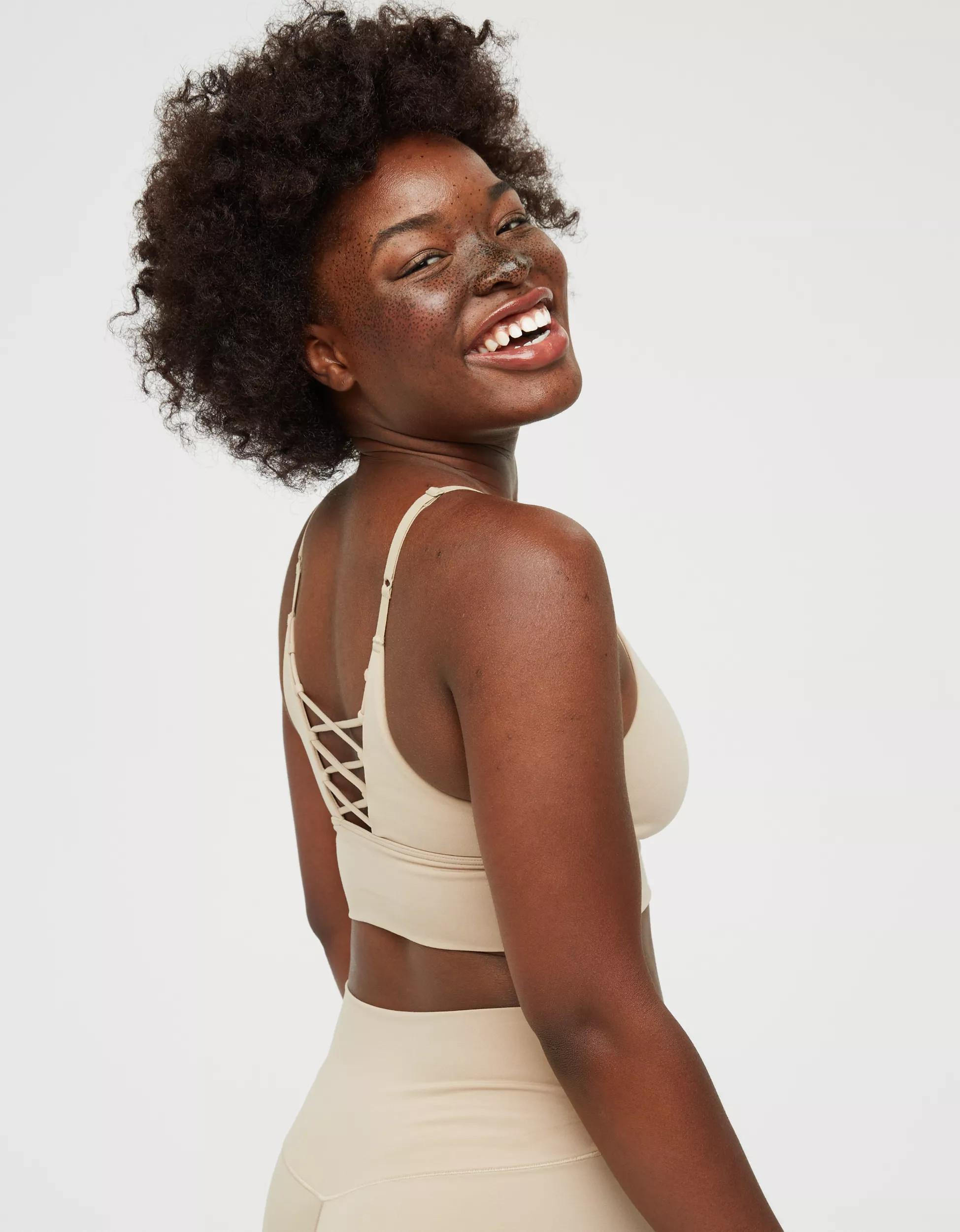 OFFLINE Real Me Lace Up Back Sports Bra | American Eagle Outfitters (US & CA)